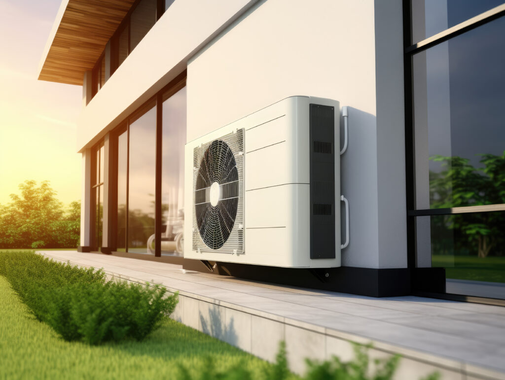 heat pump on a modern house